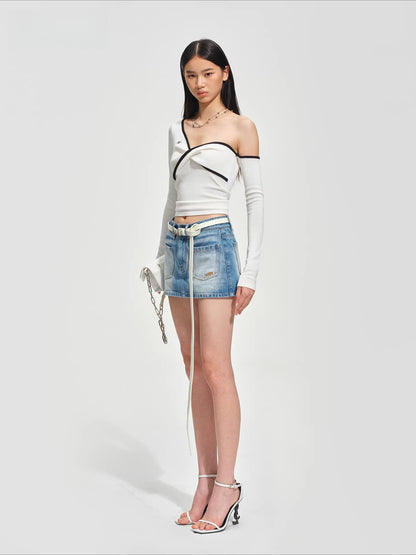 Sculptural Twist Asymmetric Knit Top