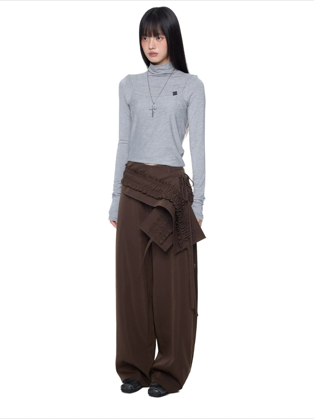 Ruffled Overlay Trousers