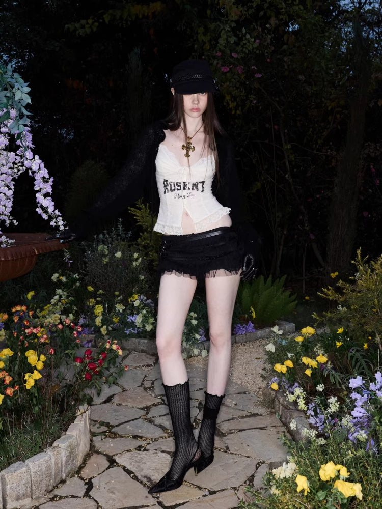 Lace Print Corset Top