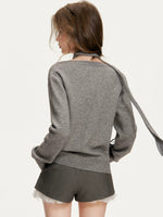 Gray Contrast Sweater & Scarf Set