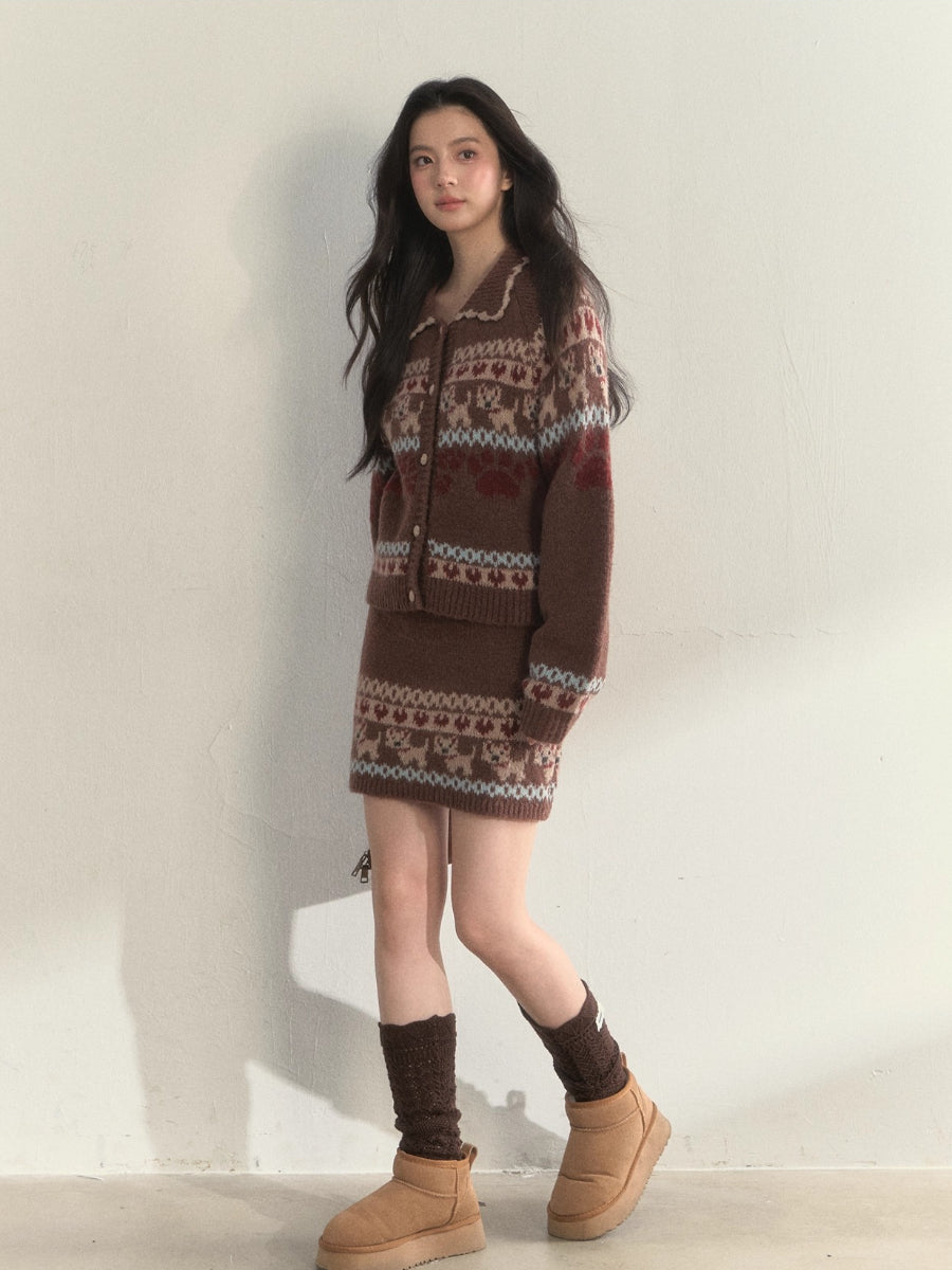 “Fair Isle Pup” Vintage Knit Set