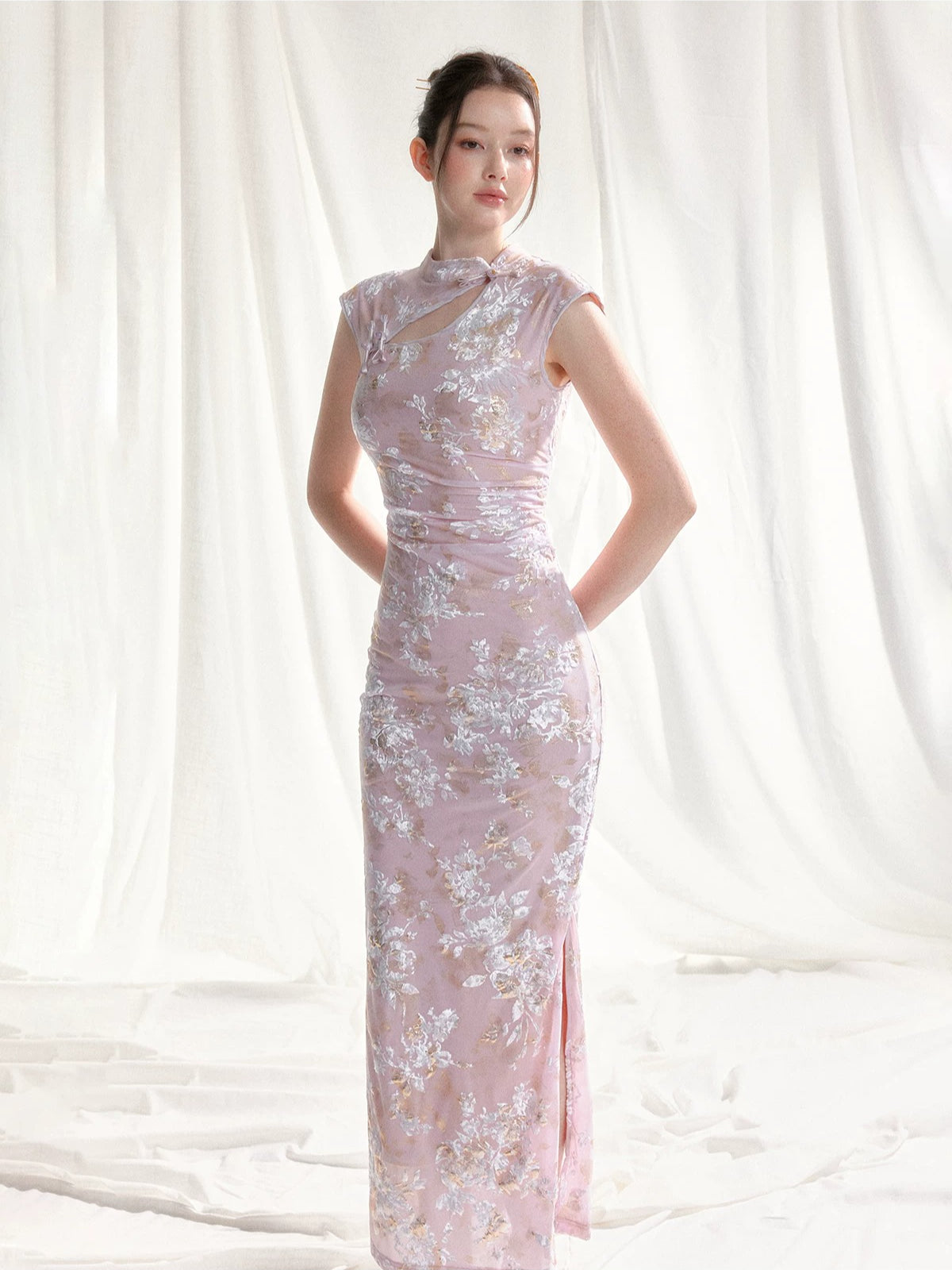 Stretch Velvet Jacquard Qipao
