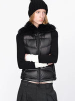 Vintage Fur Collar Down Vest Jacket