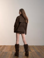 Knit-Panel High-Neck Padded Jacket