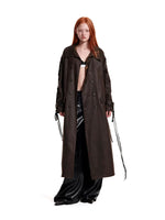 Distressed Contrast Panel Trench Coat