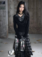 Checked Ruffle Blouse