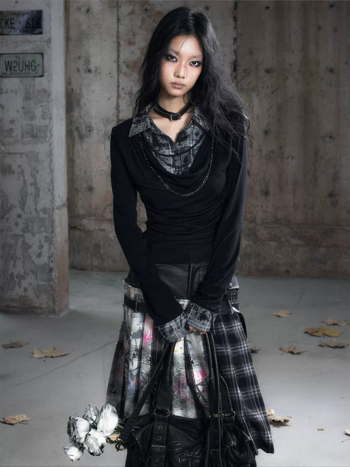 Checked Ruffle Blouse