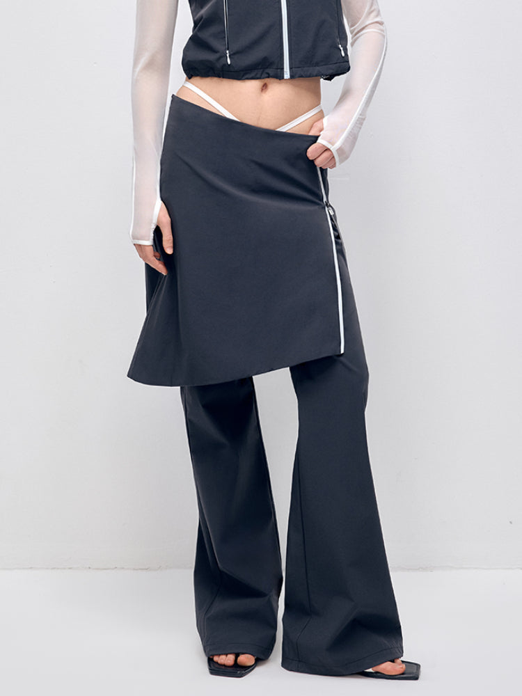 Color-block Hooded Zipper Vest &amp; Pant Set
