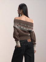 Fair Isle Color-Blocked Wool Blend Knit Top