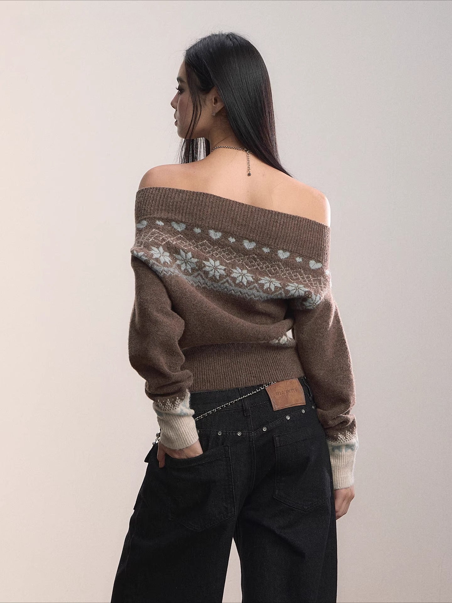 Fair Isle Color-Blocked Wool Blend Knit Top