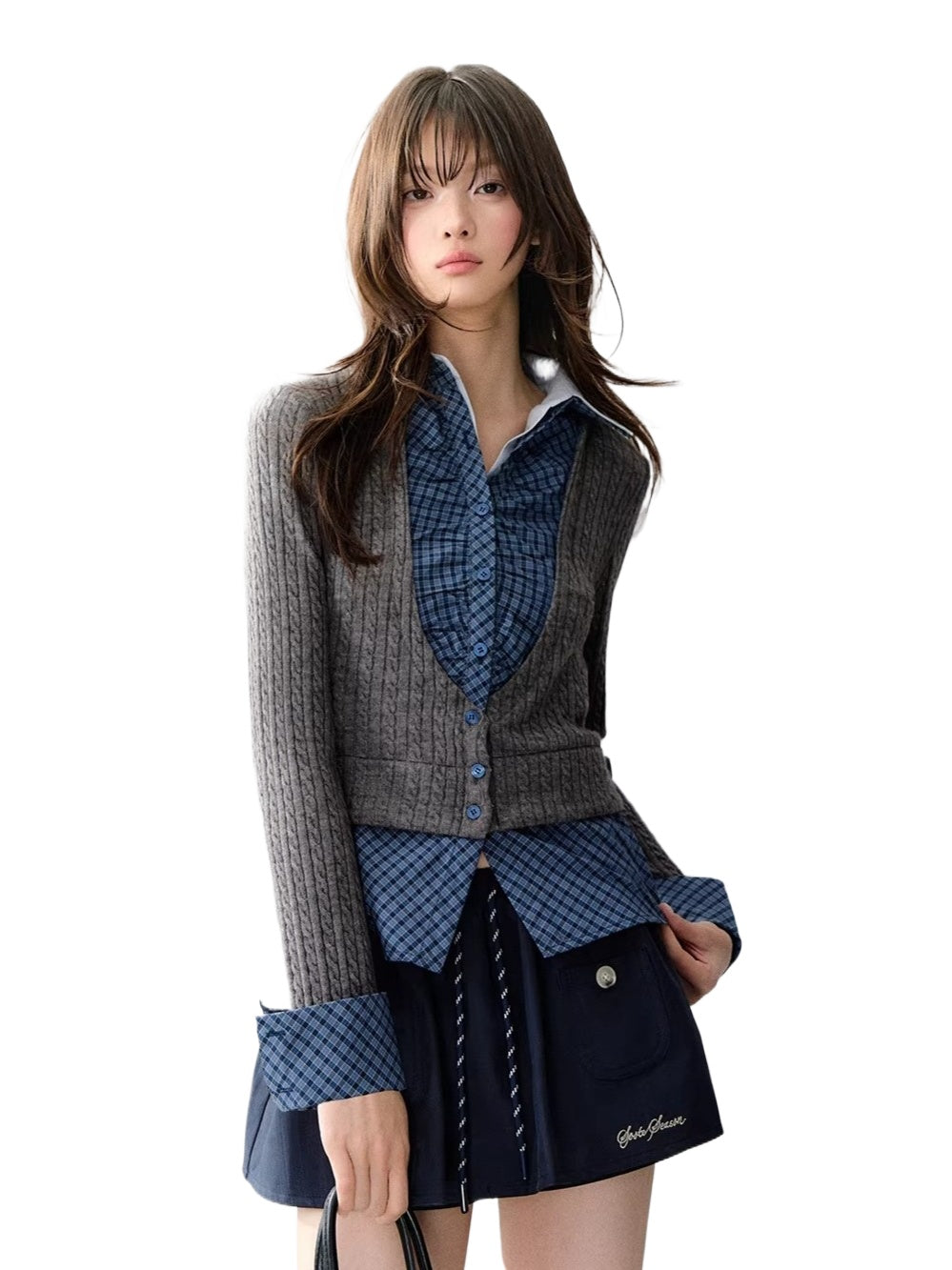 Cable Knit Layered Blouse