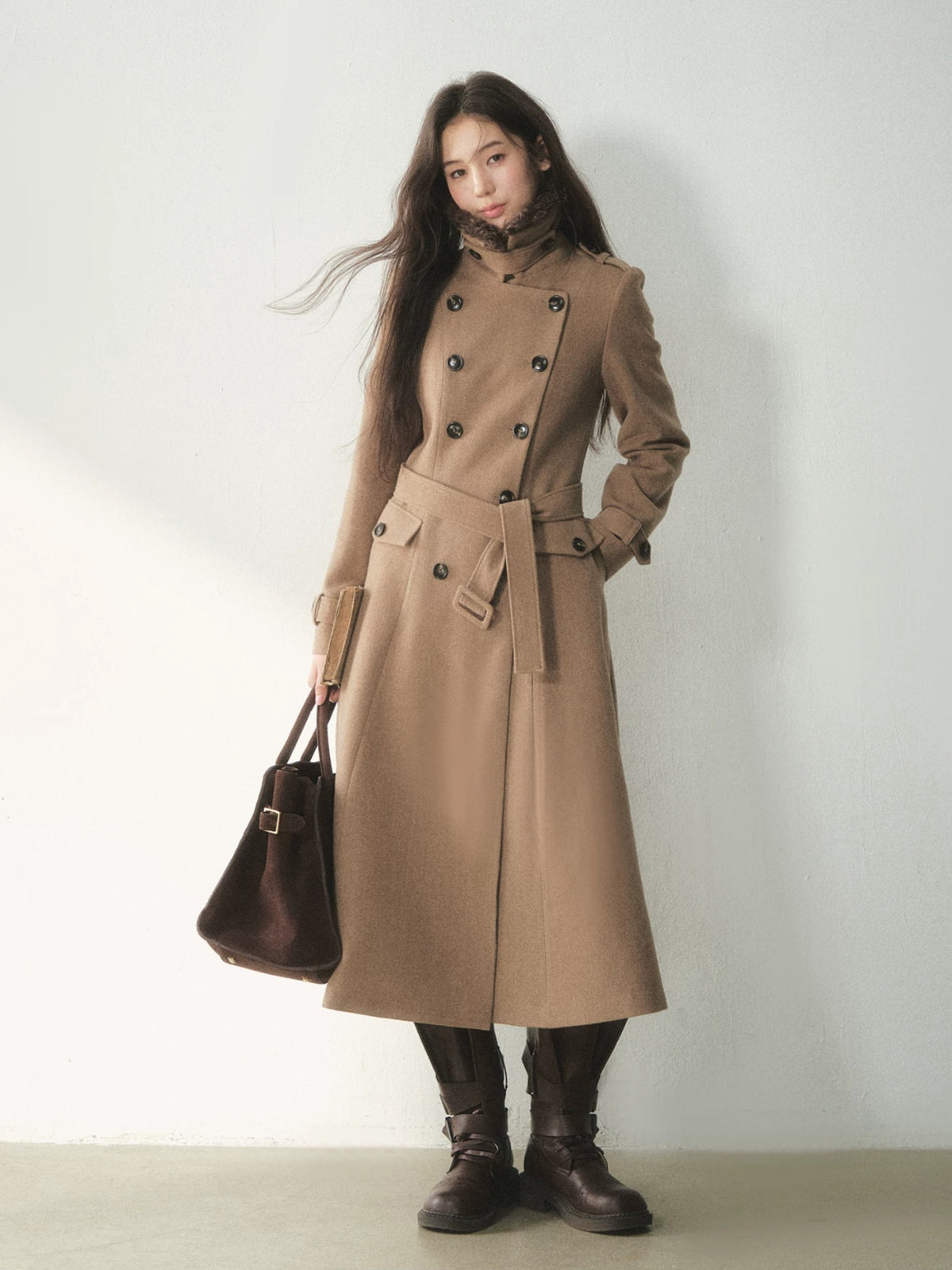 Vintage Double-Breasted Wool Trench Coat