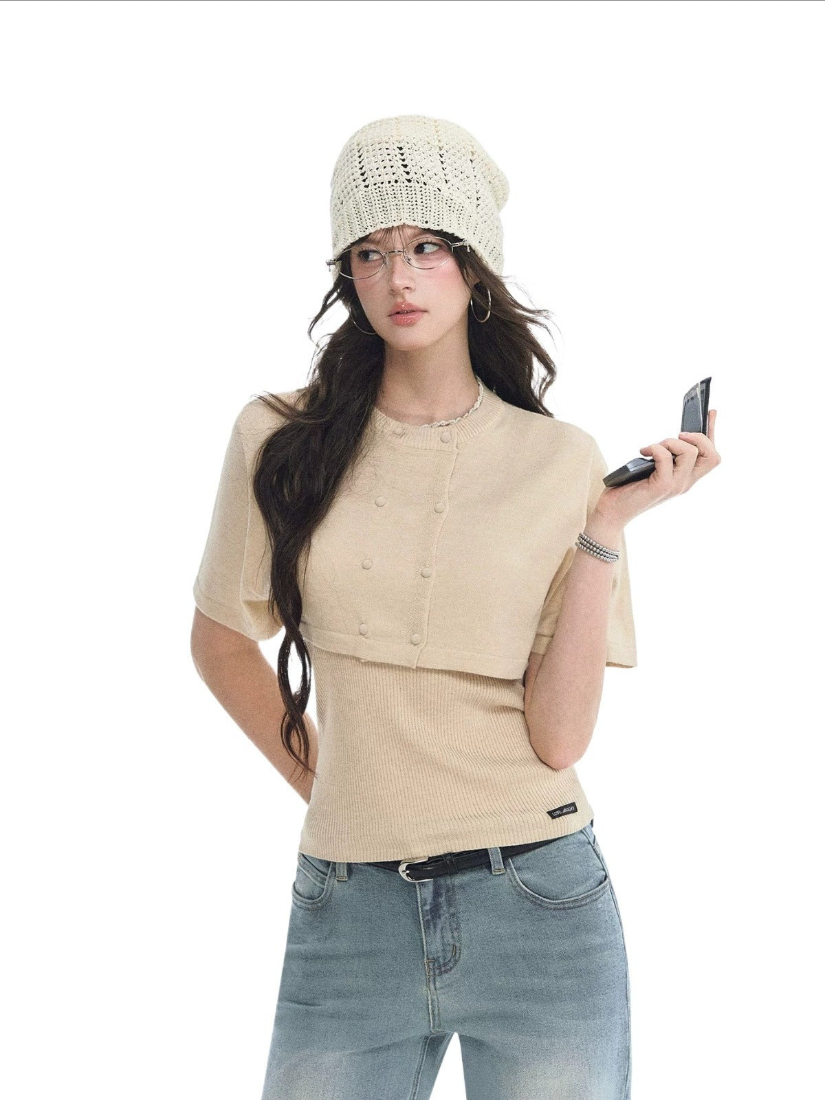 Vintage Double-Breasted Cape Sweater