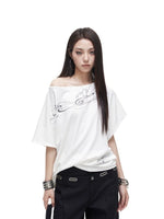 Off Shoulder Graphic Tee