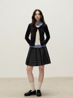 Plaid Collar Layered Knit Top