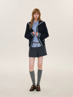 Contrast Sailor Collar Cable Cardigan