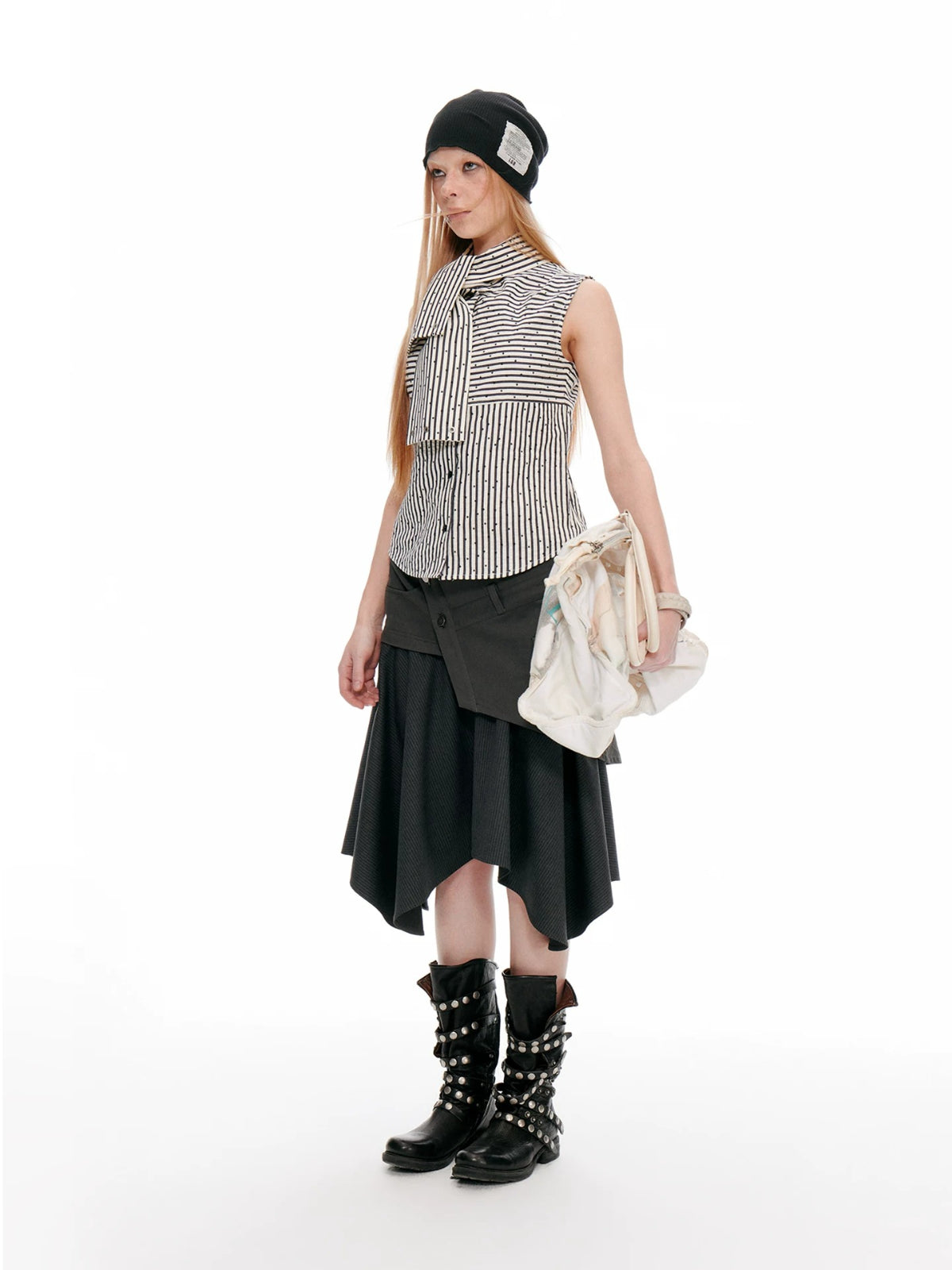 Vintage Asymmetric Cargo Midi Skirt