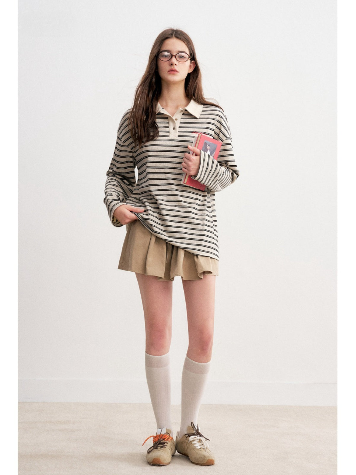Retro Striped Relaxed Polo Top