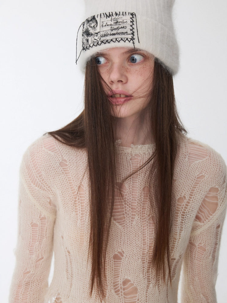 Mohair Distressed Cutout Sweater