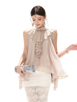 Ruffle Chiffon Cape Blouse