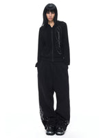 Embroidered Wide Leg Sweatpants