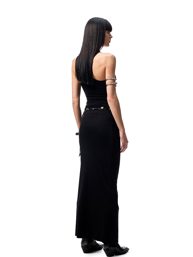 Large Round-Neck Knot Acetate Tank Top &amp; Skirt Set