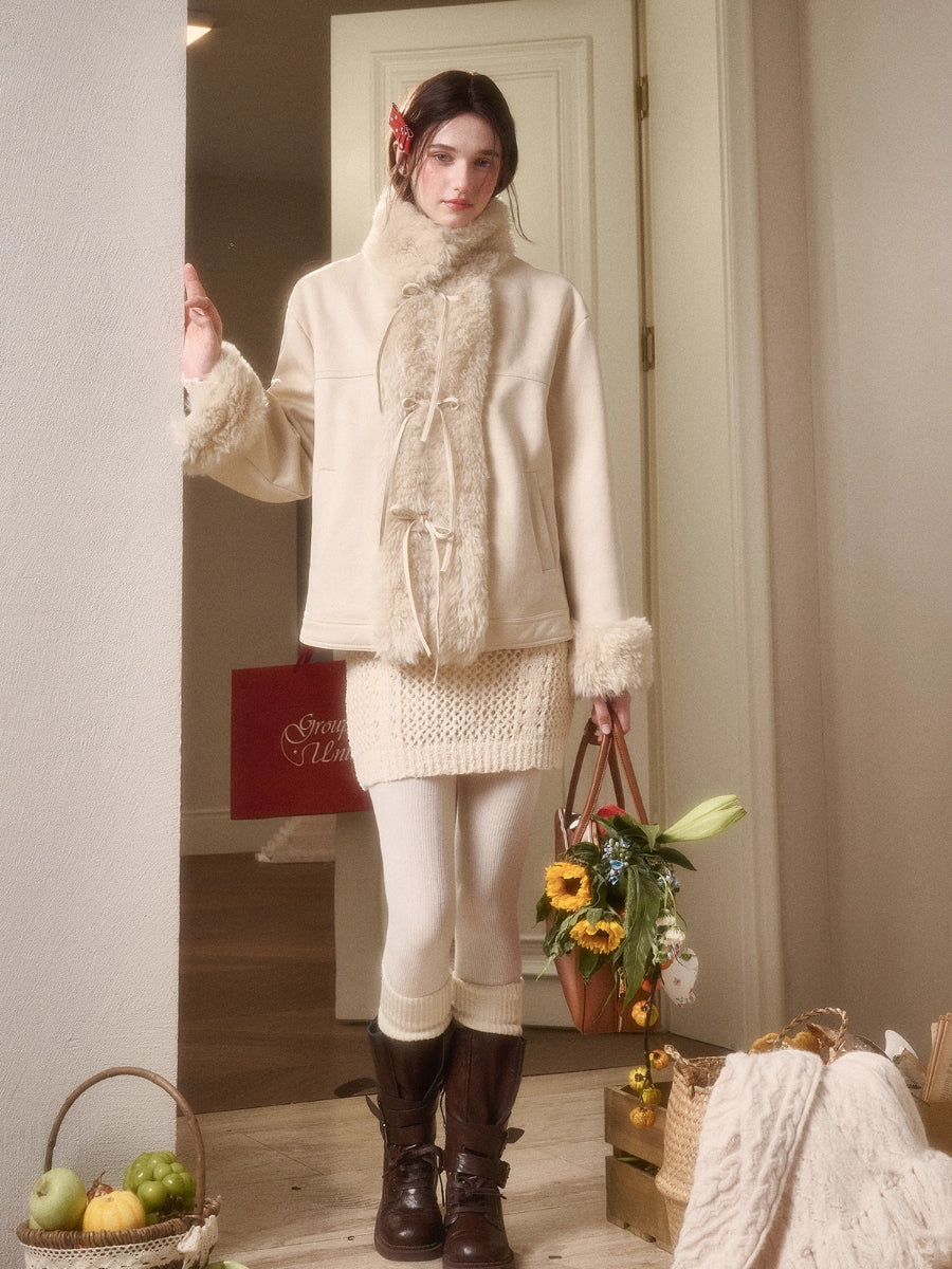 Travel Plan Shearling Fleece-Lined Stand Collar Jacket