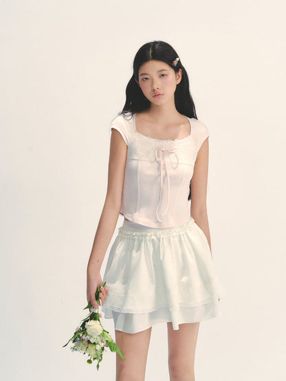 Lace Trim Short Sleeve T-shirt