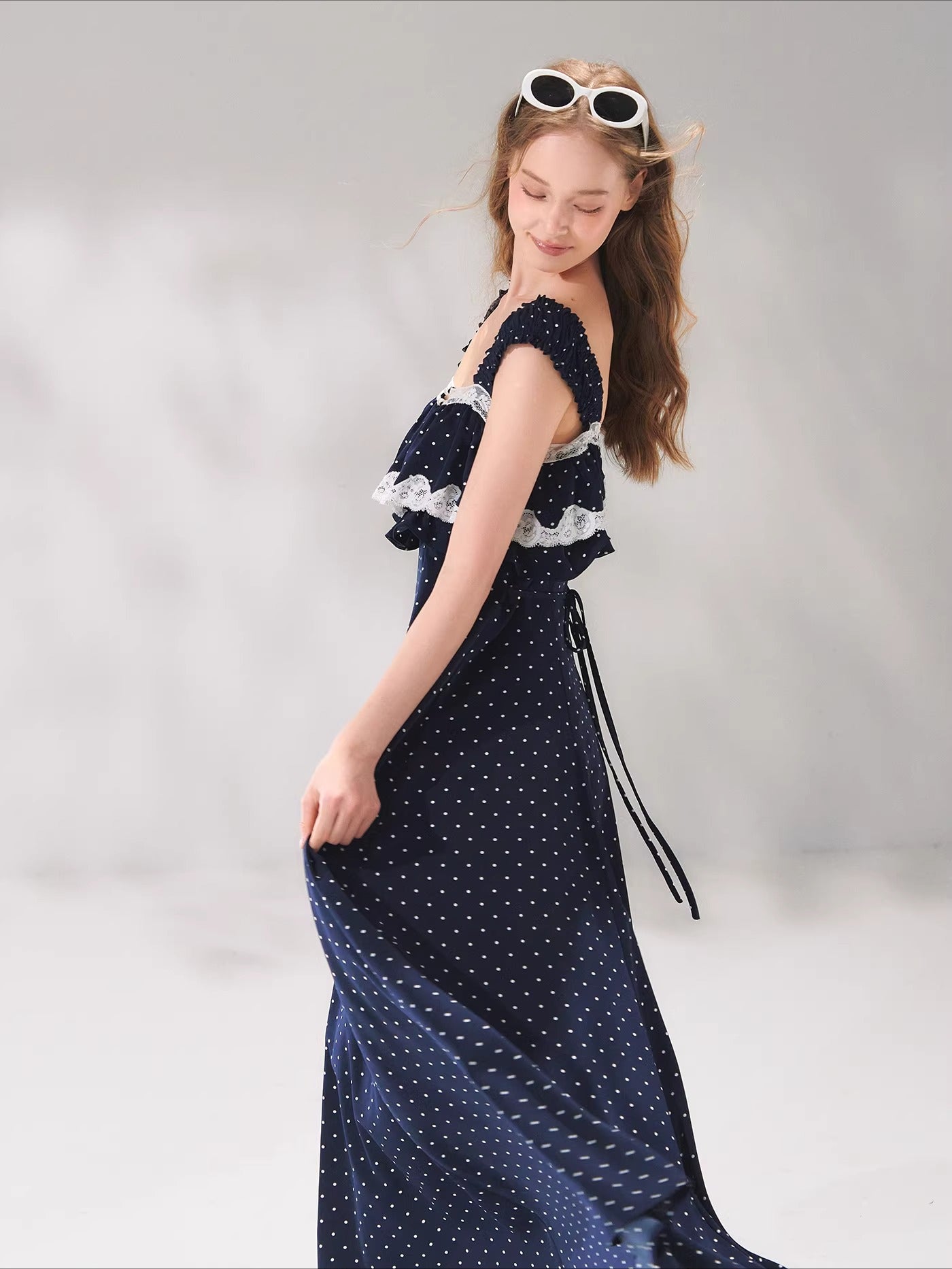 Polka Lace Strap Dress