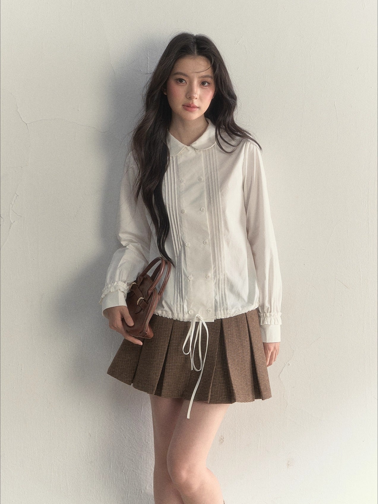 Vintage Doll Collar Double-Breasted Shirt