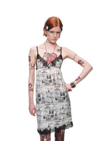 Vintage Comic Print Lace Cami Dress