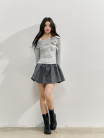Asymmetric Shoulder Voluminous Ruched T-Shirt