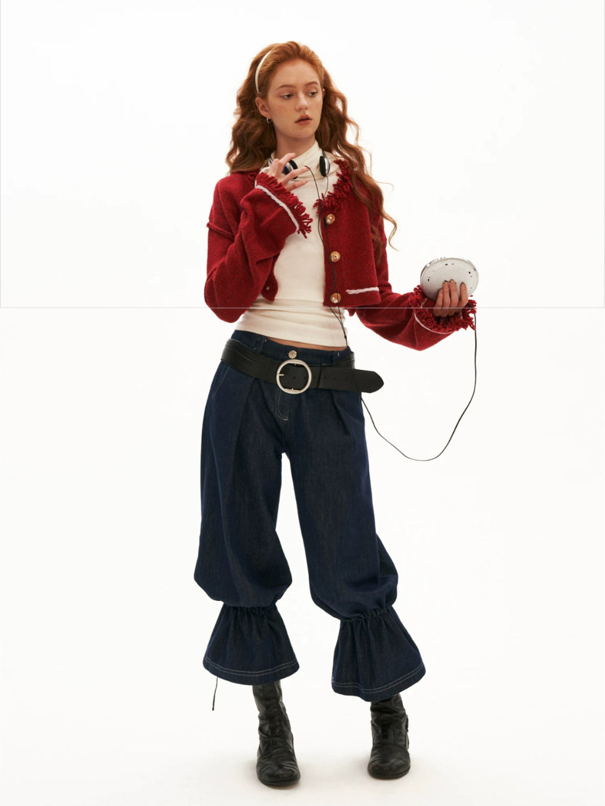 Wool Cropped Bell Sleeve Cardigan