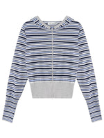 Striped Hooded Cardigan Bandeau Knit Set