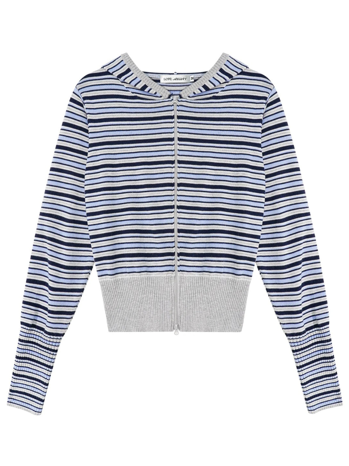 Striped Hooded Cardigan Bandeau Knit Set