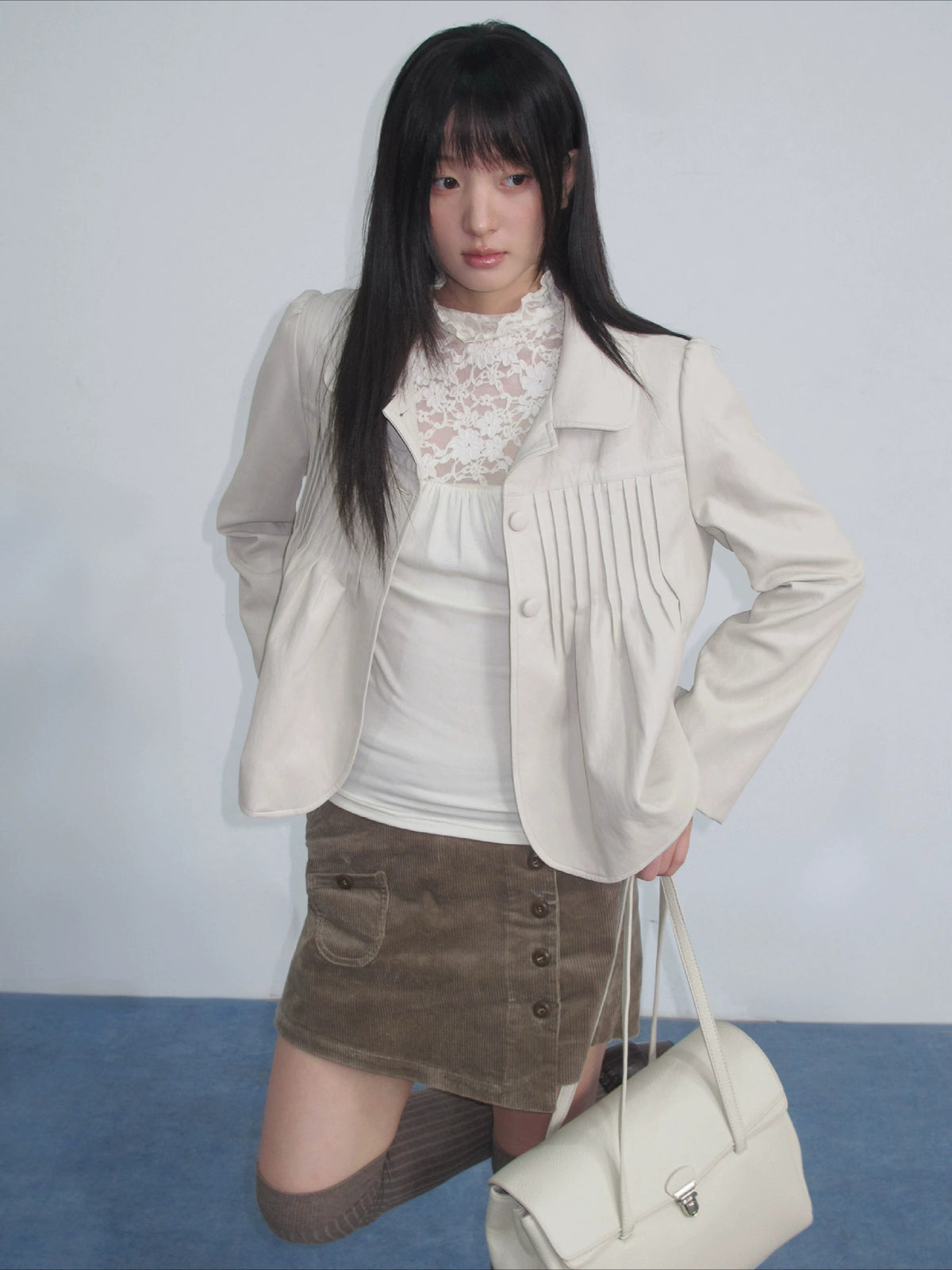 Oat Gray Corduroy Mini Skirt