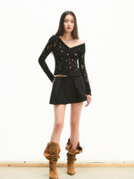 Asymmetrical Shoulder Knit Cardigan