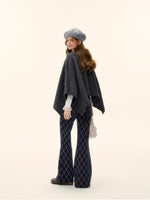 Cable-Knit Asymmetric Collar Cape Top