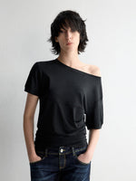 One-Shoulder Pleated Waist T-shirt