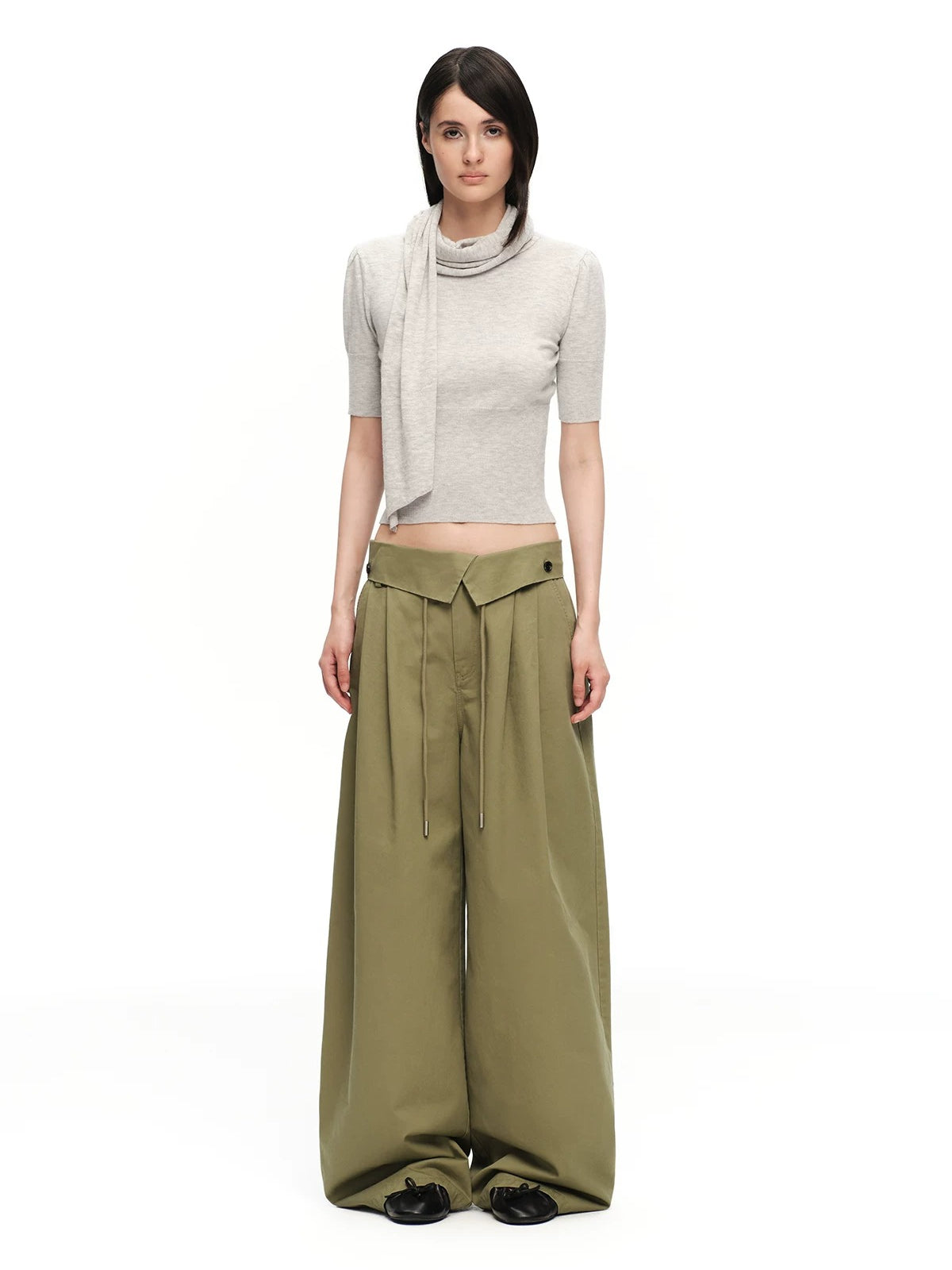Crossover Wide-Leg Pants