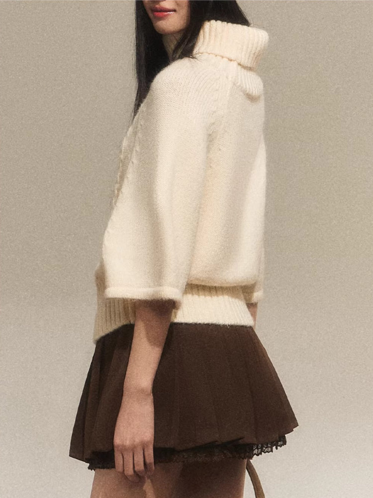 High-Neck Jacquard Knit Top