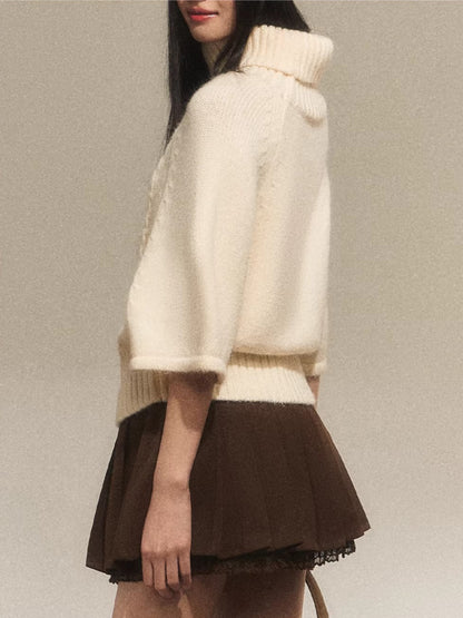 High-Neck Jacquard Knit Top