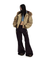 Vintage Hooded Fur Collar Down