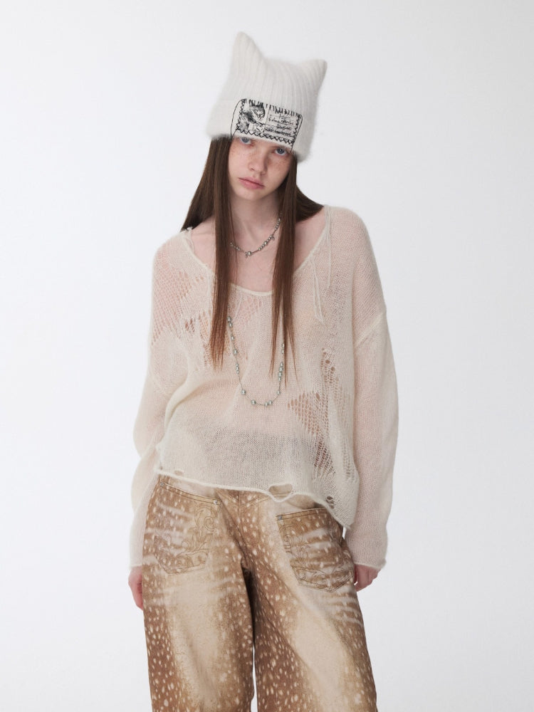 Mohair Star Cutout Sweater