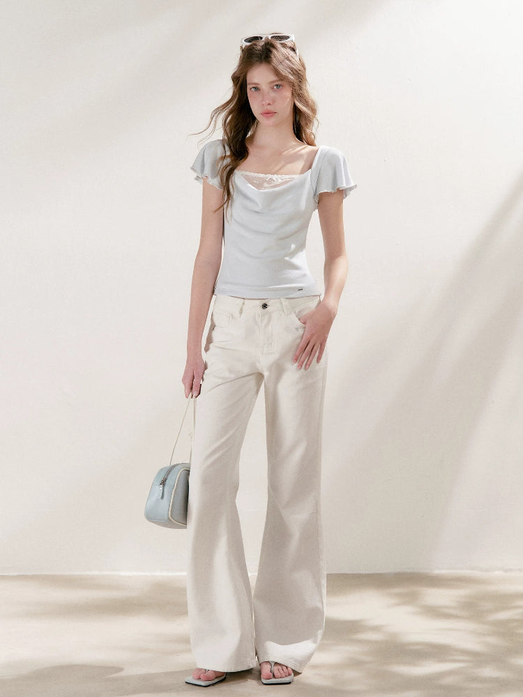 Lace Drape Neck Tee