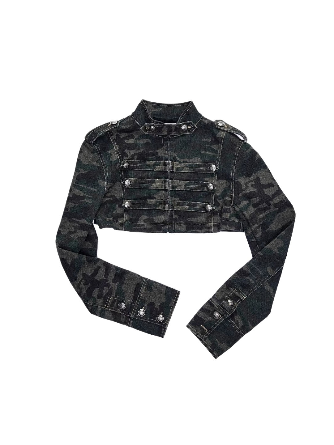 Camo Double Button Short Jacket &amp; Shorts Set