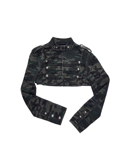 Camo Double Button Short Jacket &amp; Shorts Set
