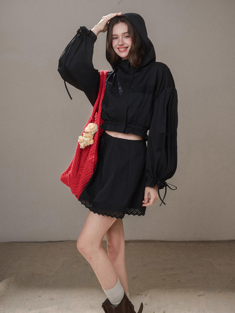 “Reading Time” Cotton Trench &amp; Skirt Set