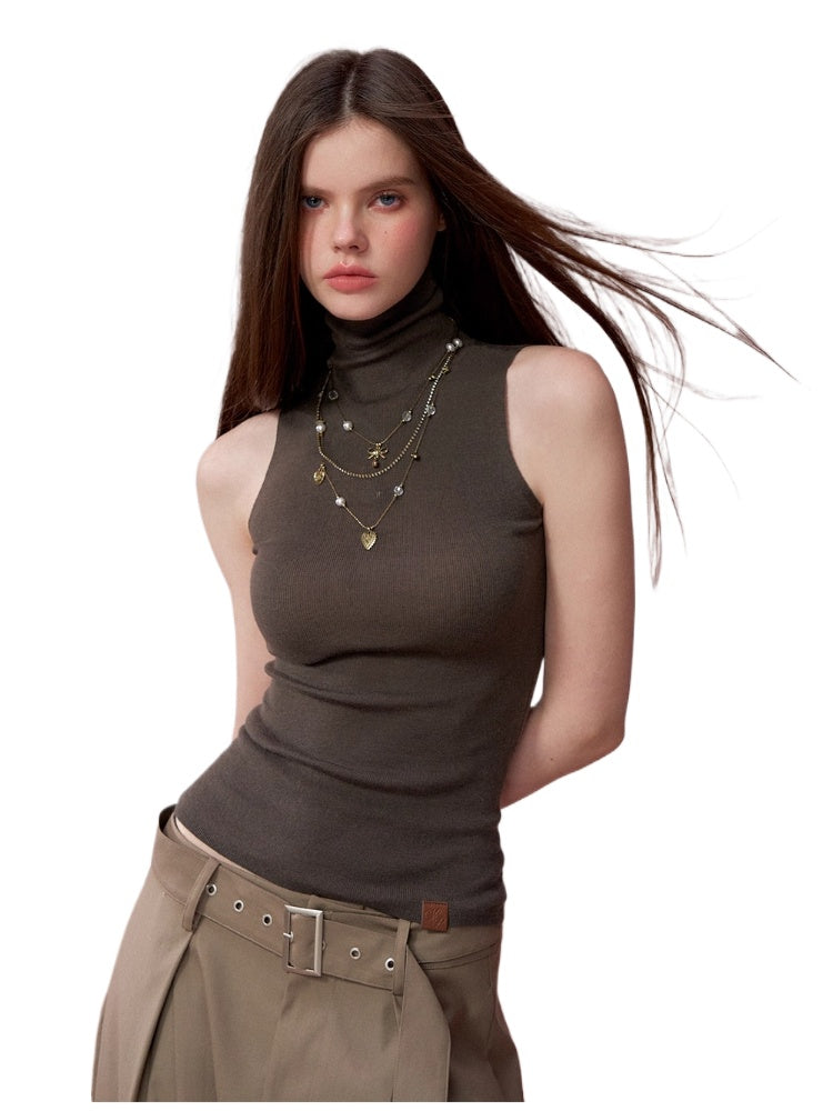 High Neck Sleeveless Knit Top