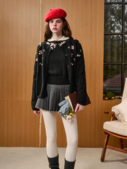Hand-Embroidered Floral Cardigan